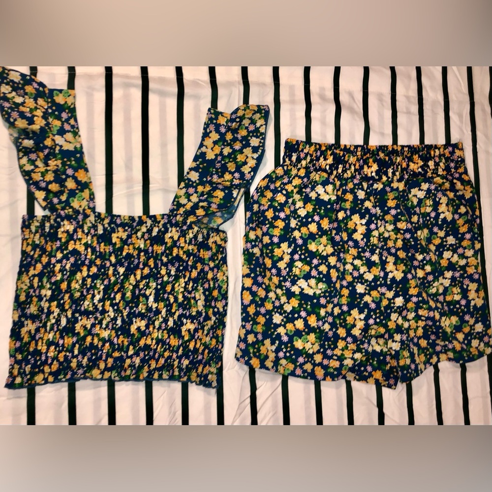Cottagecore Ditsy Floral Matching Set | Smocked Ruffle Top & Shorts
